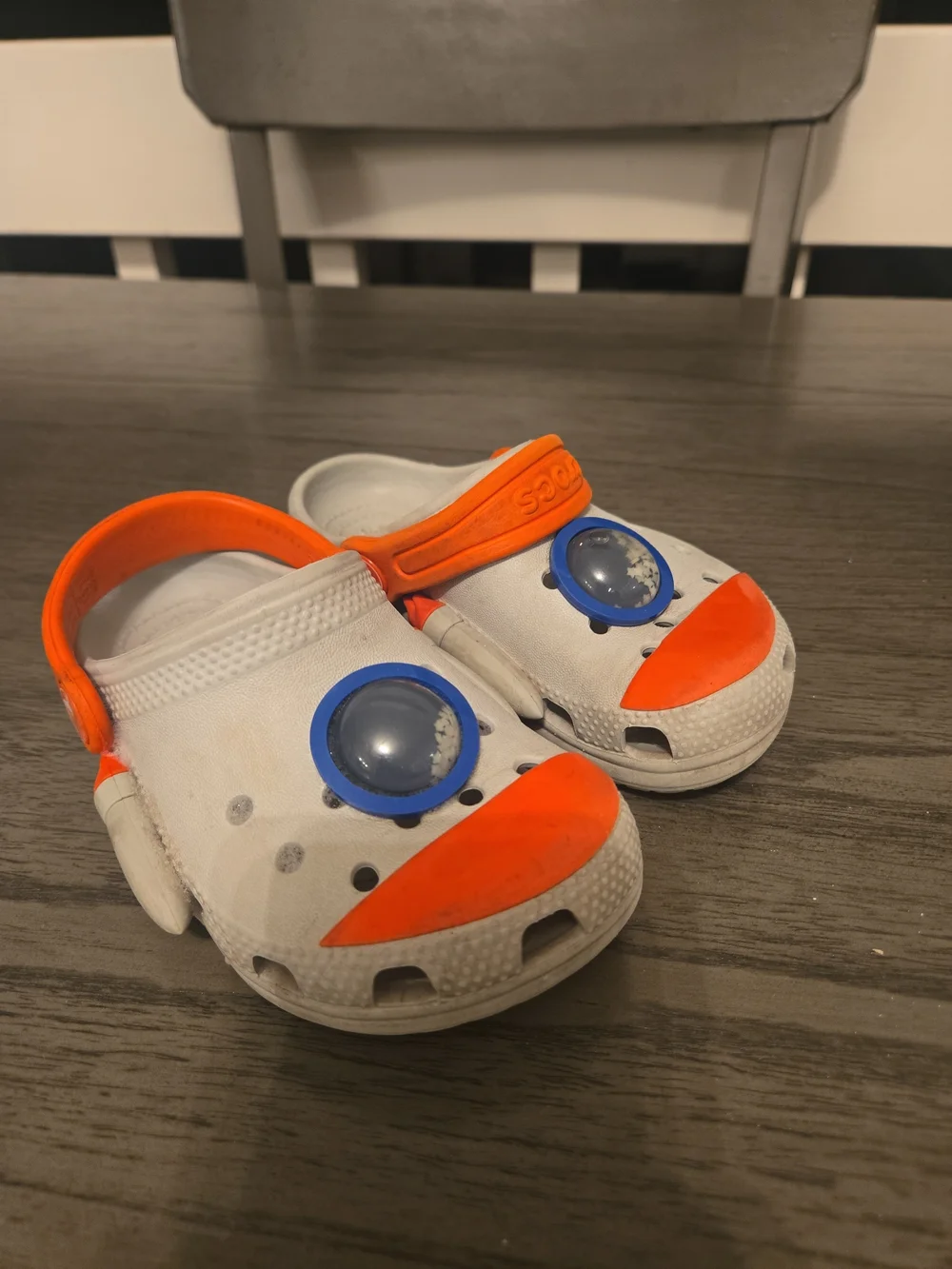 Crocs Rocket Kids Clogs White/Orange/Blue Slip-On Space Size C 9